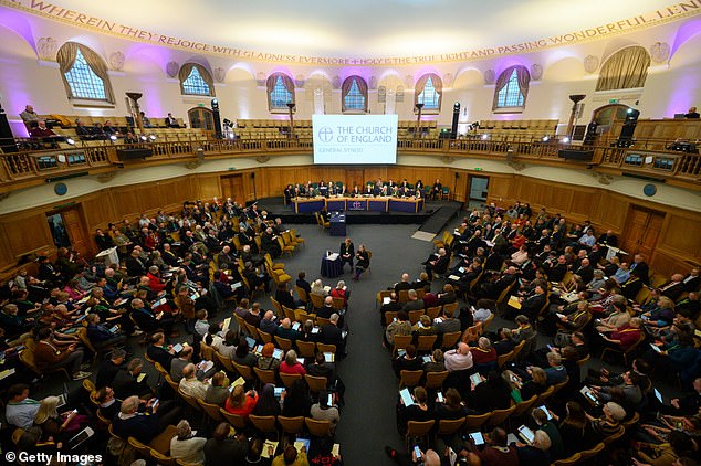 The General Synod at The Church House which previously decided ask wealthy families and investors to help it build an enormous pot of cash to address 'enduring harms from enslavement'