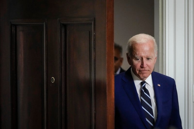 Joe Biden arrives to speak about Covid-19 vaccines for children, in the Roosevelt Room of the White House on June 21, 2022 in Washington.