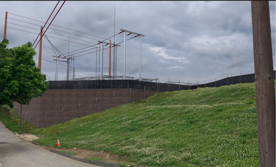 A rendering of the temporary substation on Patton Avenue.