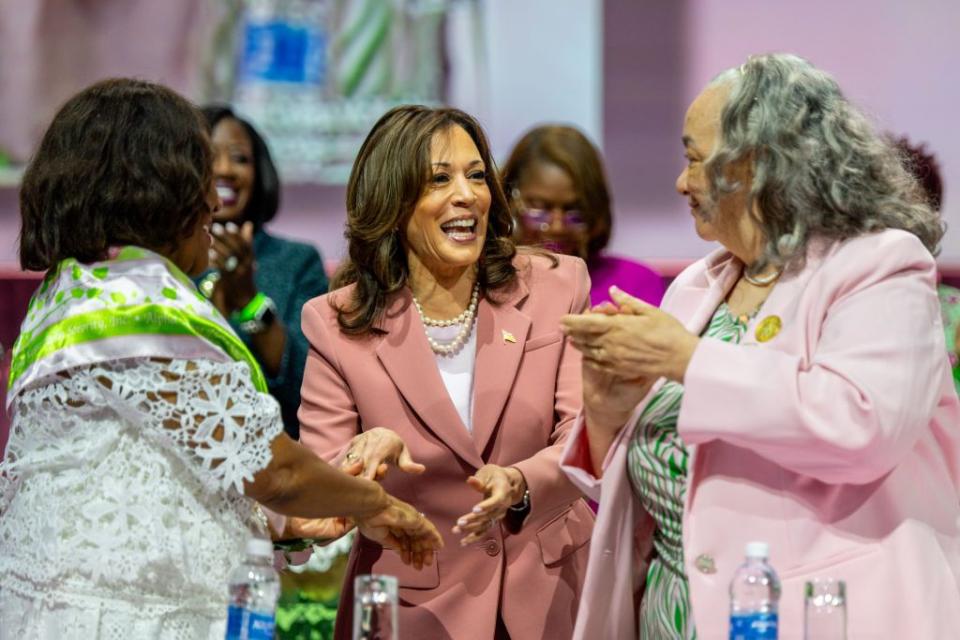 vice president kamala harris speaks at the alpha kappa alpha sorority, inc's 71st boule in dallas