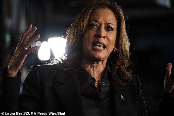 Mandatory Credit: Photo by Laura Brett/ZUMA Press Wire/Shutterstock (14719930af) Vice President KAMALA HARRIS gives a speech at a rally in Wilkes Barre, PA with less than two months to go before the presidential election. Harris holds rally in Pennsylvania, Chicago, Illinois, USA - 13 Sep 2024