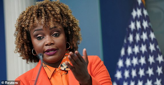 White House Press Secretary Karine Jean-Pierre speaks during a press briefing at the White House in Washington, U.S., September 17, 2024. REUTERS/Kevin Lamarque