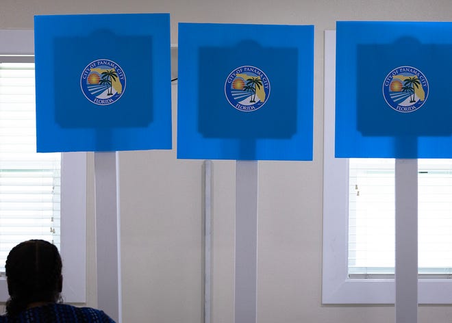 Small business historical markers are seen prior to their unveiling at Macedonia Missionary Baptist Church in Panama City, Fla., Sept. 14, 2024. The markers showcase the legacy of entrepreneurship and community spirit that defines the city’s Glenwood neighborhood. (Tyler Orsburn/News Herald)