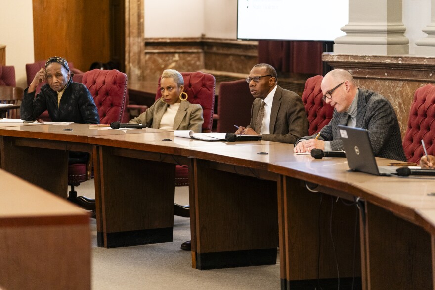 Will Ross, vice chairperson of the St. Louis Reparations Commission, speaks during a meeting of the committee on Wednesday, Jan. 31, 2024, at City Hall in Downtown West. St. Louis Reparations Commission was approved by St. Louis Mayor Tishaura Jones to to extended until September 9.