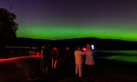 Stargazers watch Aurora over the Isle of Rum