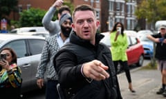 Tommy Robinson arrives at Folkestone police station on Friday