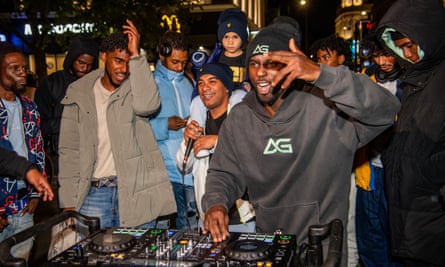 DJ AG performs at King’s Cross in London