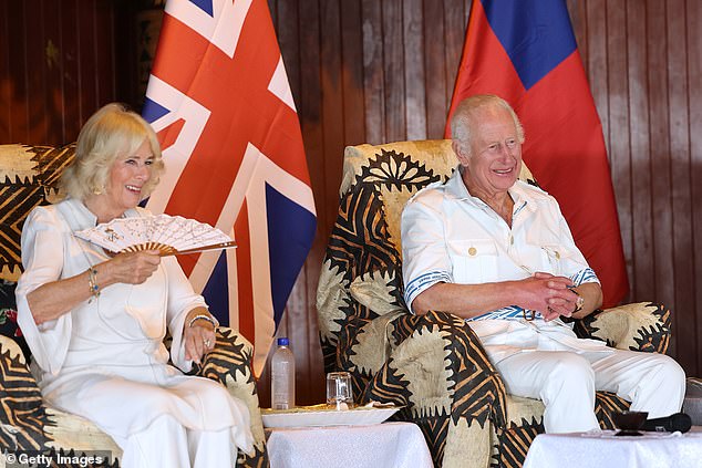 King Charles III and Queen Camilla attend an official Royal 'Ava ceremonial' welcome at the National University of Samoa on October 24, 2024 in Apia, Samoa. The King's visit to Australia is his first as monarch, and the Commonwealth Heads of Government Meeting (CHOGM) in Samoa will be his first as head of the Commonwealth