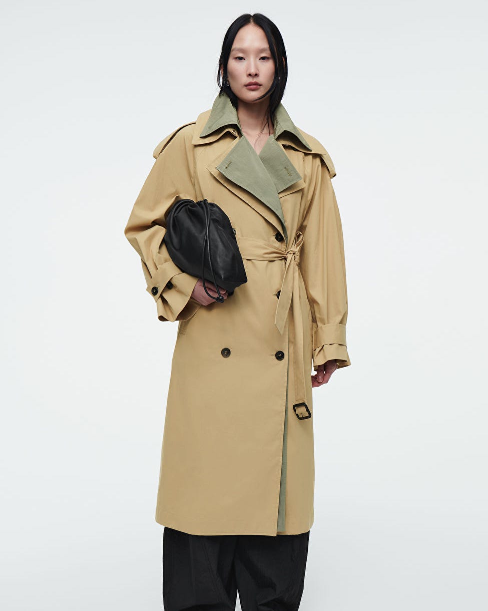 Layered Double Breasted Trench Coat