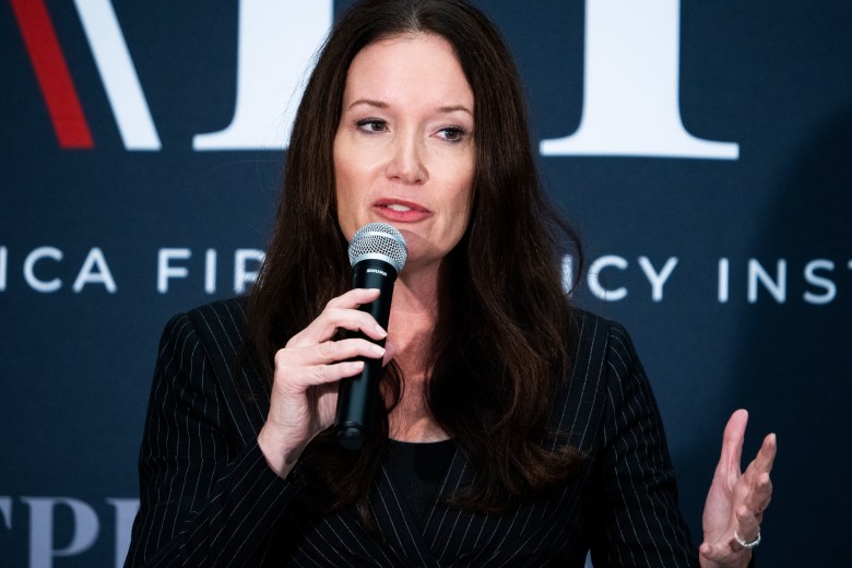 Brooke Rollins, president and CEO of America First Policy Institute, speaks during a discussion hosted by AFPI and The Abraham Accords Peace Institute in Washington D.C., on Monday, September 12, 2022.