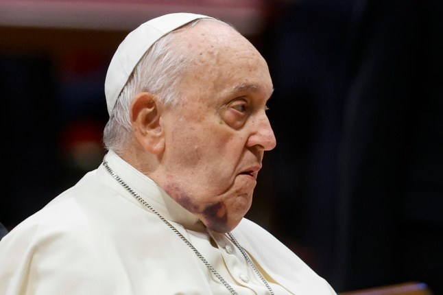 epa11762950 Pope Francis during a consistory ceremony in the Saint Peter's Basilica at the Vatican, 07 December 2024.??The consistory is held for the appointment of 21 new cardinals. EPA/FABIO FRUSTACI