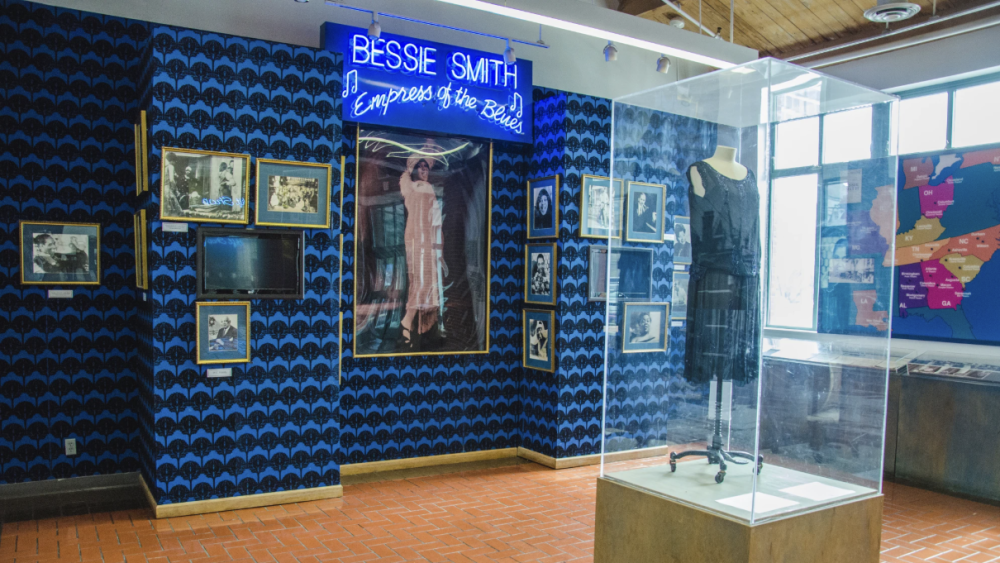 Bessie Smith Cultural Center's exhibit showing Smith's wardrobe 