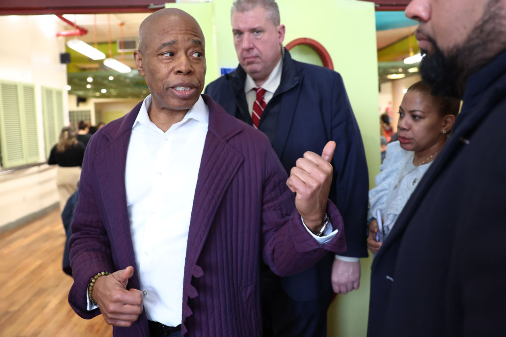 New York City Mayor Eric Adams Holds Adult Town Hall At Senior Center In Queens