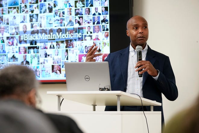 Dr. Sakima A. Smith, an associate professor of medicine at Ohio State, speaks to the importance of representation and diversity in medicine during the Black Health: A Journey Through Time event at the Healthy Community Center on the Near East Side on Feb. 11, 2025. The program looked at the historical challenges and progress of Black health care.